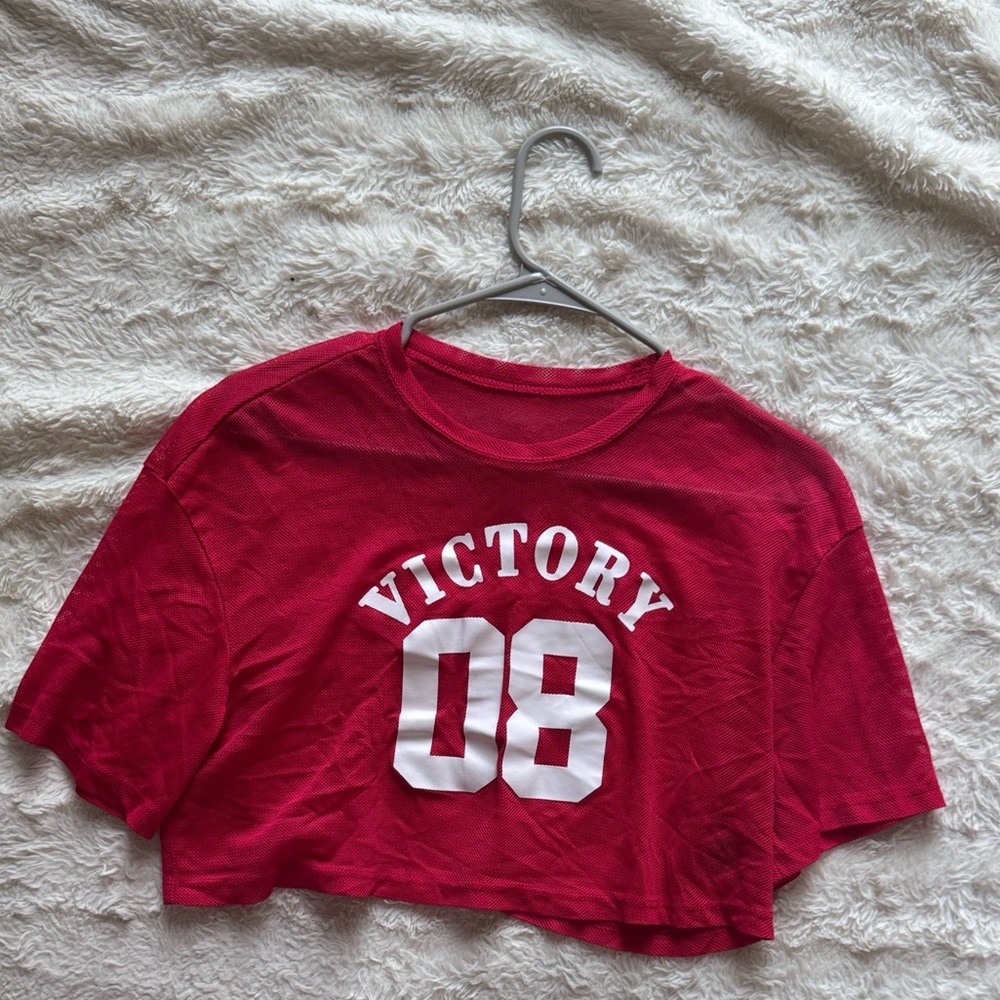SHEIN Red Mesh Top